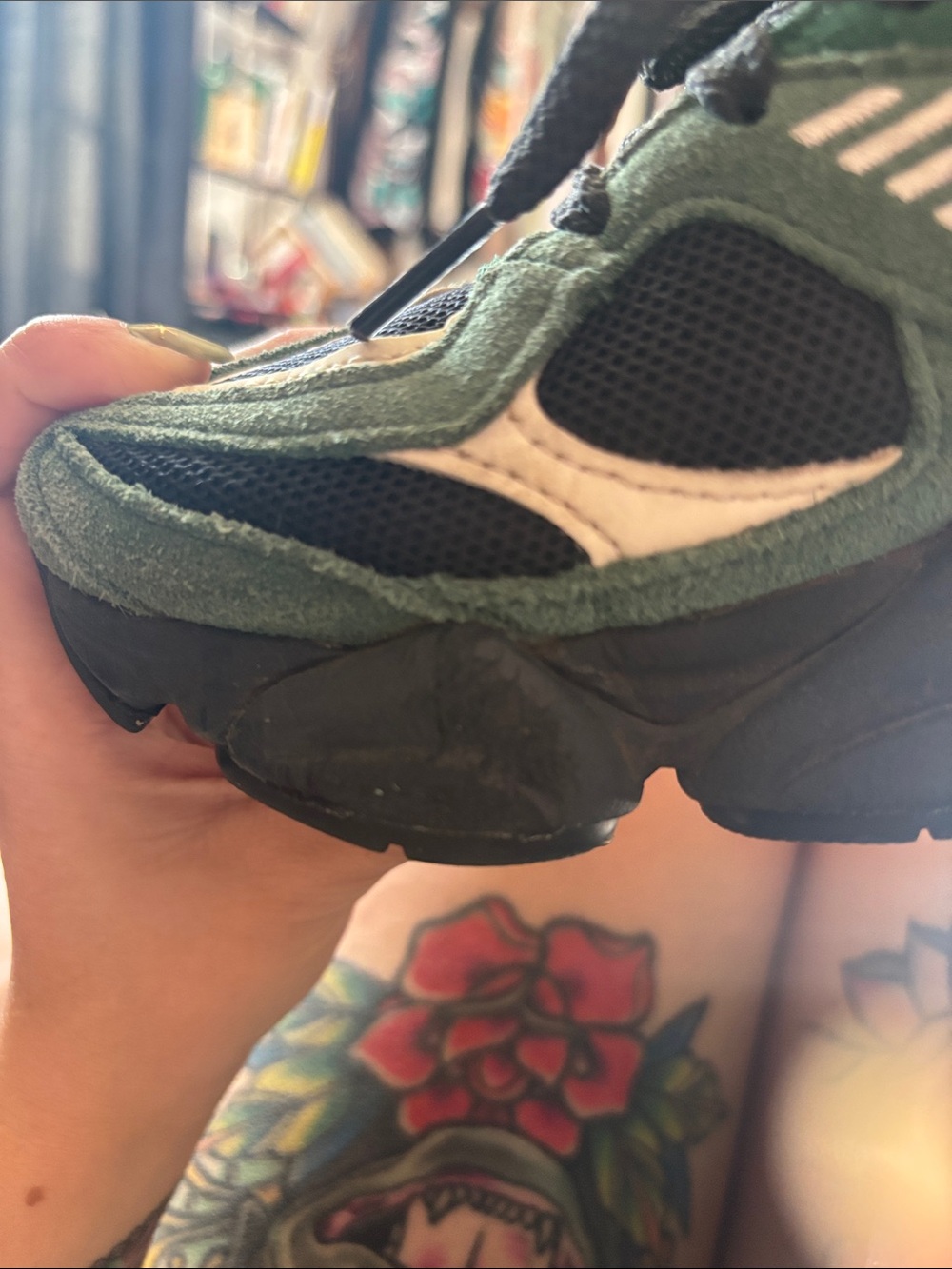 New Balance 9060 Green and Black Athletic Sneakers - Picture 7 of 11